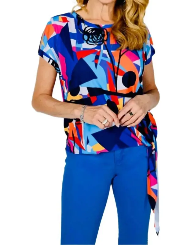 Knit Short Sleeve Side Tie Top