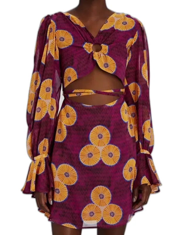 Amelie Printed Cut-out Mini A-line Dress