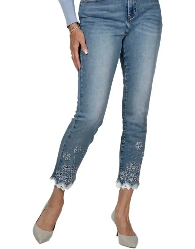 Sequin Detail Cropped Jeans