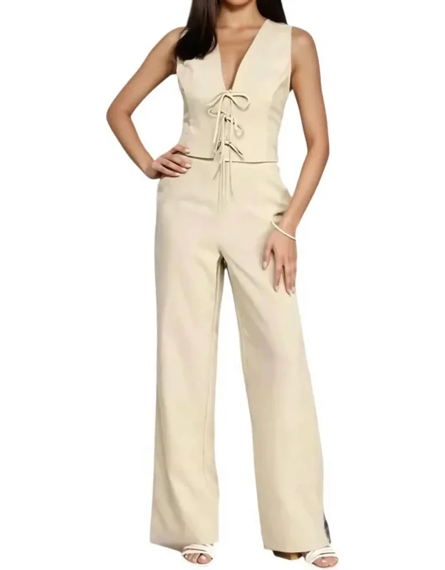 Bow Detail Vest And Pant Set