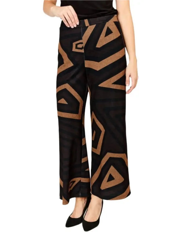 Knit Wide Leg Pants In Abstract Print