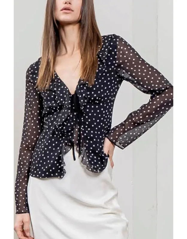 Polka Dot Ruffle Blouse