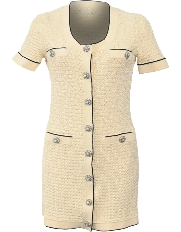 Sequin Knitted U Neck Mini Dress