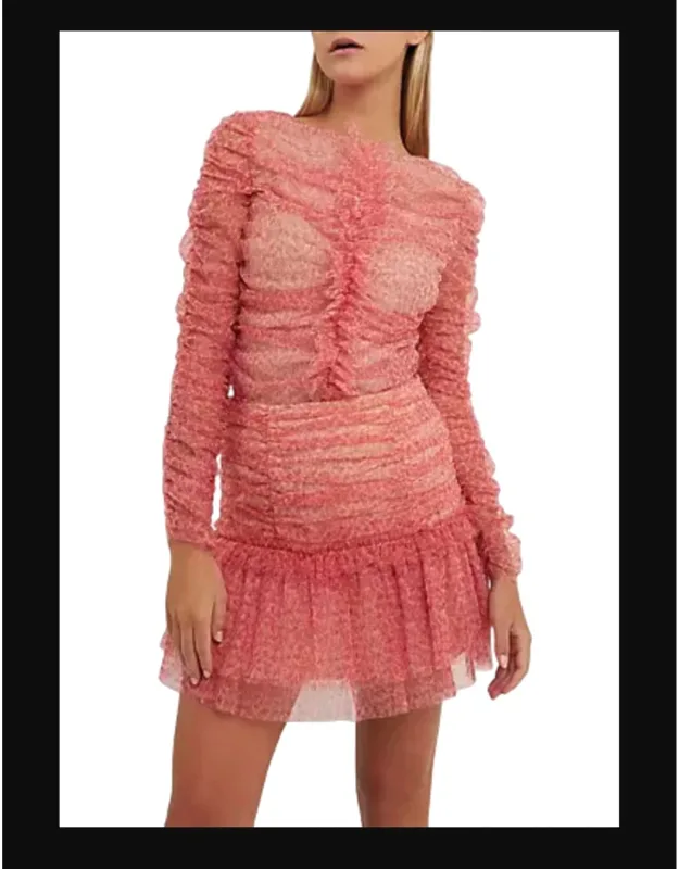 Floral Tulle Long Sleeve Top