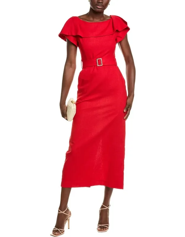 Linen-blend Midi Dress