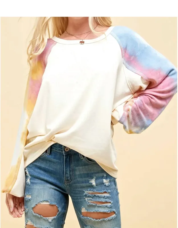 Tie Dye Sleeve Fleece Top