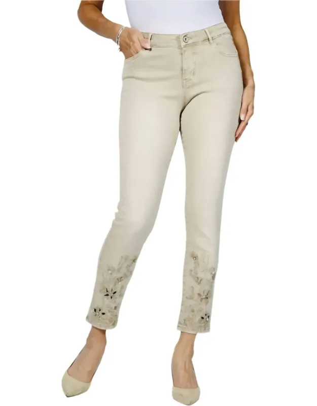 Rhinestone Embellished Hem Jeans