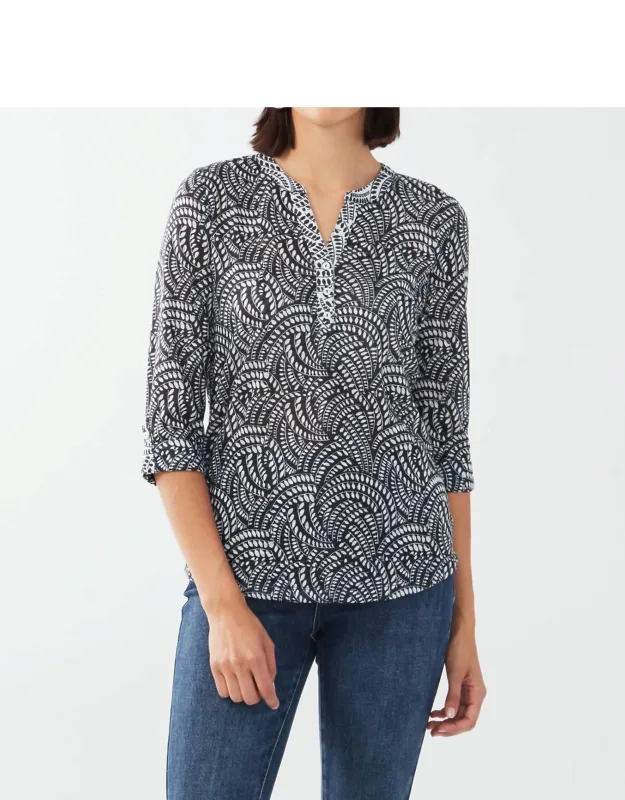 Printed Henley Top