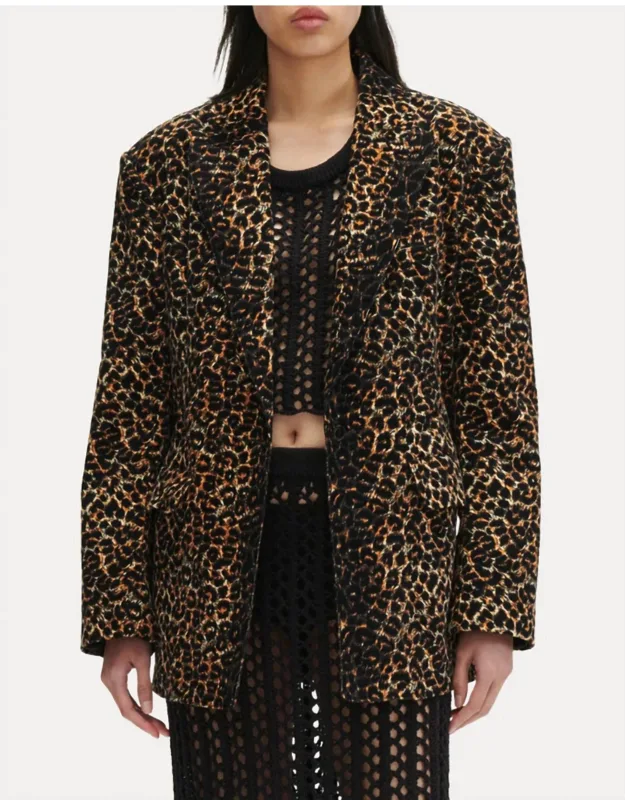 Leopard Print Corduroy Blazer