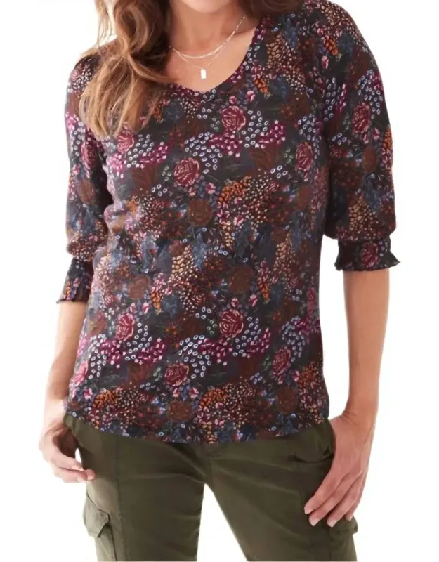 Floral Three Quarter Sleeve Top