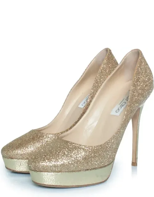 Fabric Glitter Platform Pumps