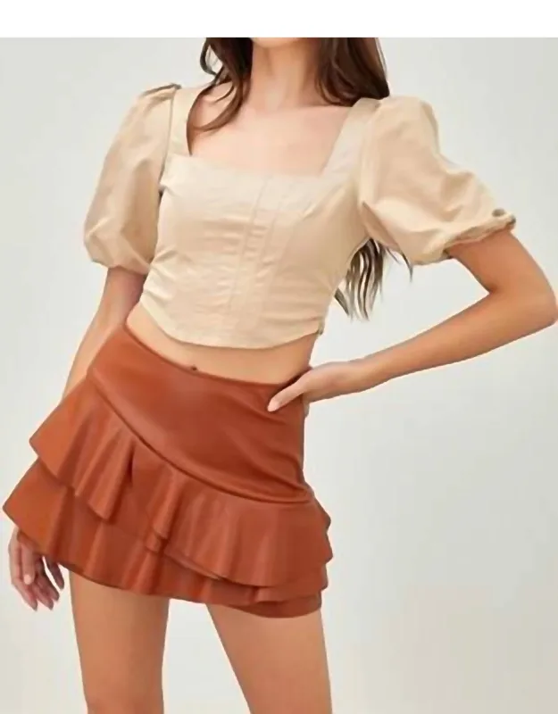 Fitted Puff Sleeve Crop Top