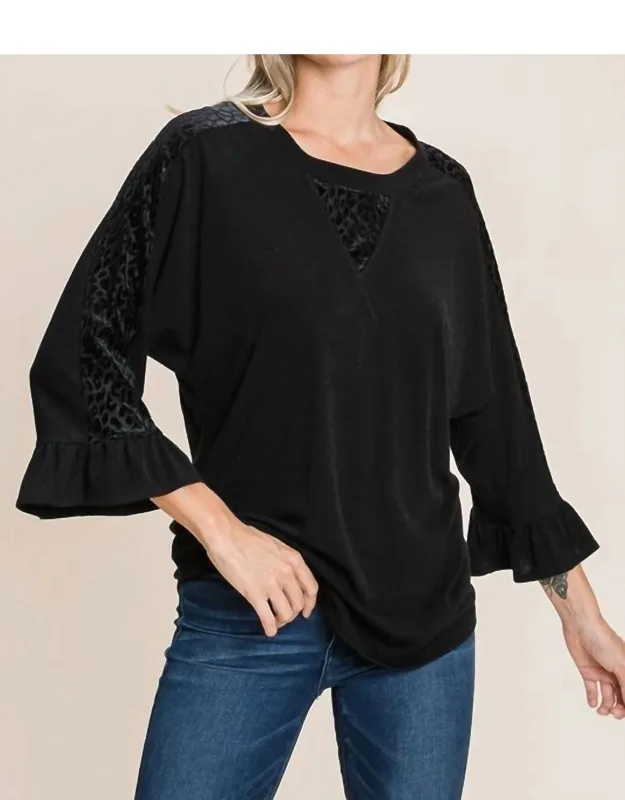 Leopard Velvet Accent Top