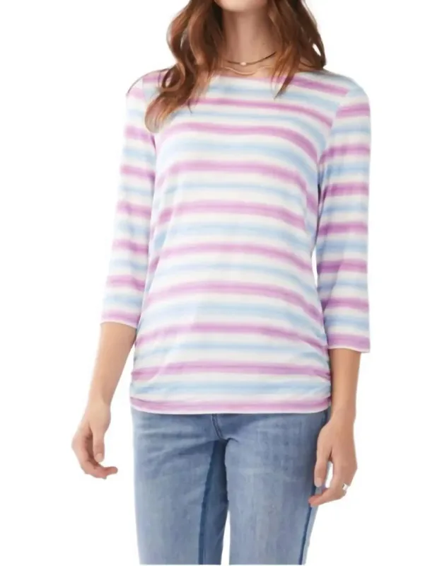 Striped Three Quarter Sleeve Top