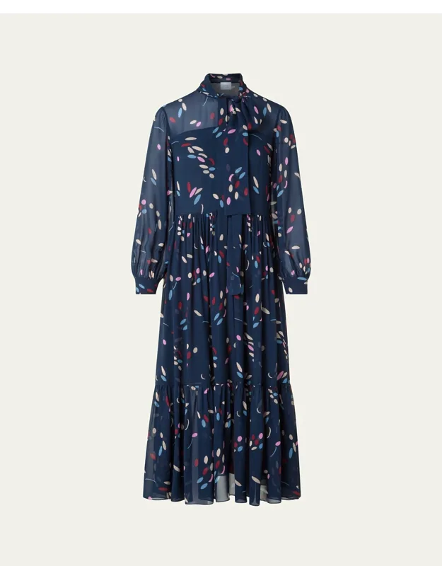 Tiered Dot-print Midi Dress