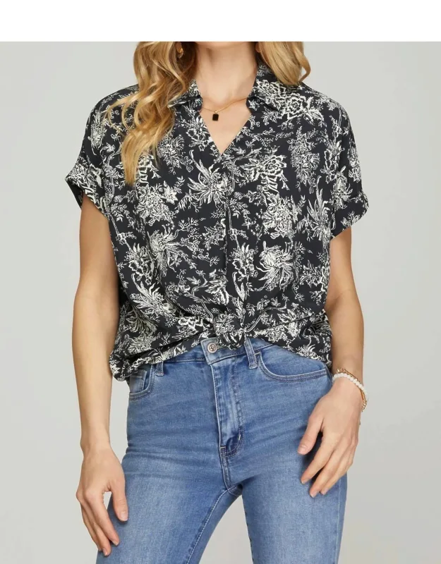 Drop Shoulder Printed Top