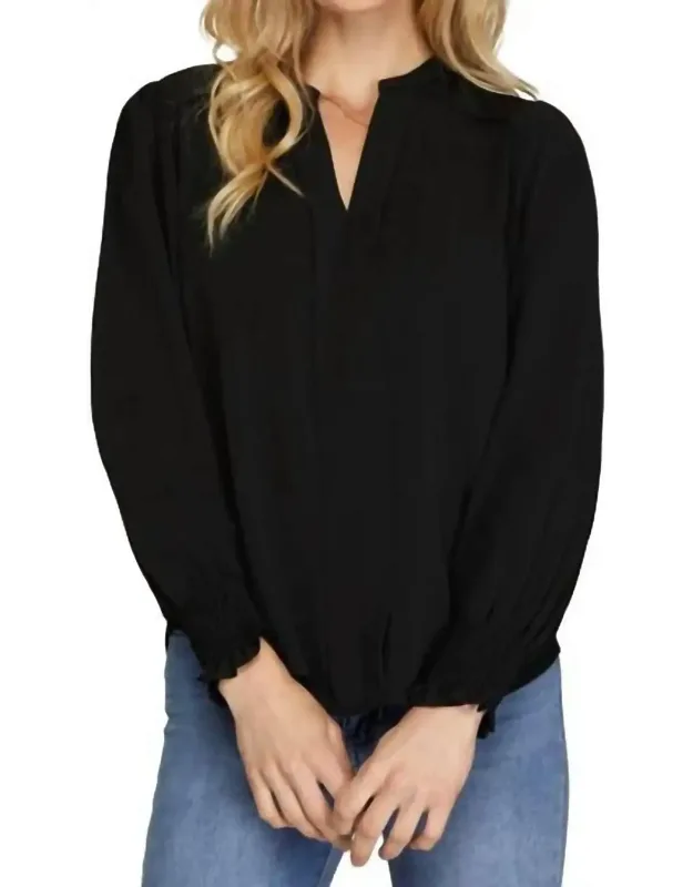 Millie Long Sleeve Front Pleats Top