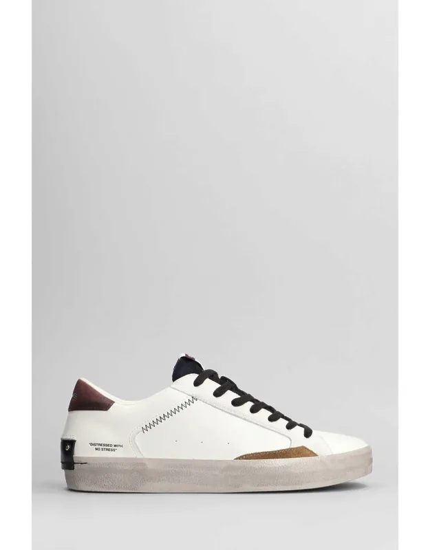 Crime Distressed Sneakers With Round Toe And Made In Italy
