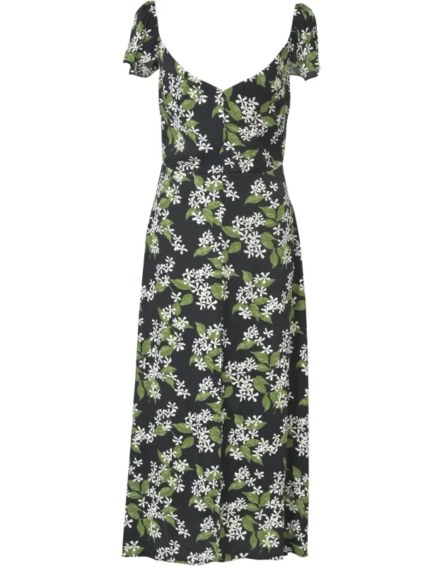 Baxley Floral Print Midi Dress With Flowing Silhouette And Lightweight Fabric