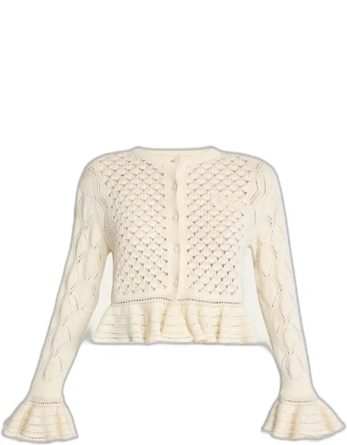 Ruffle Crewneck Cardigan