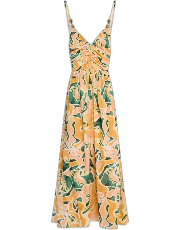Palm Cotton Midi Dress