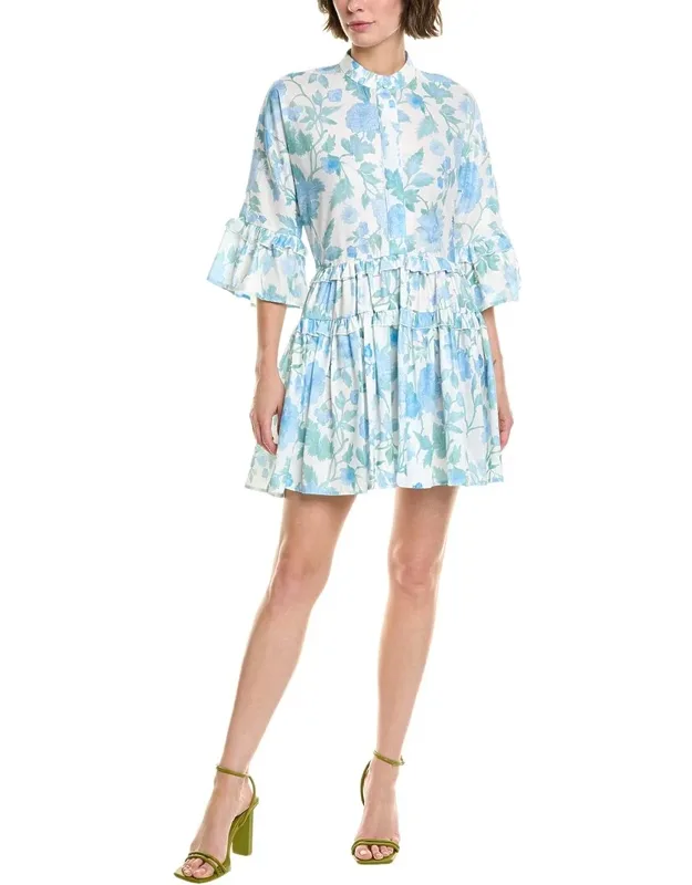 To My Lovers Mini Dress With Ruffle Trim And Button Placket