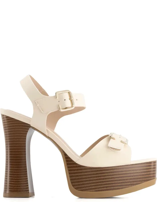 Heeled Platform Ankle Strap Sandals With Foam Padded Insole And High Heel
