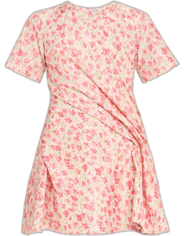 Floral-print Twisted Mini Dress