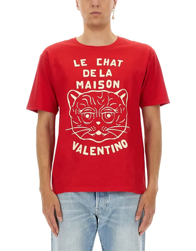 T-shirt With "chat De La Maison" Print