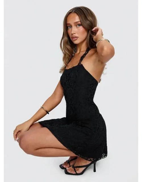 Front Page Halter Lace Mini Dress
