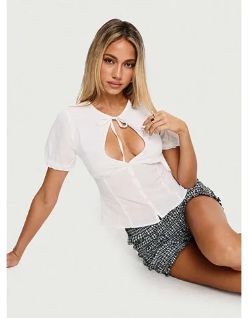 Gleaming Bow Detail Button Up Top