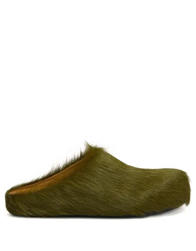 Long Hair Calfskin Fussbett Sabot Shoes