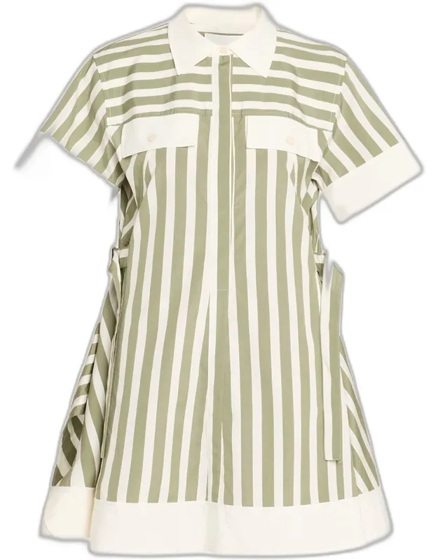 Stripe Short-sleeve Shirt Dress