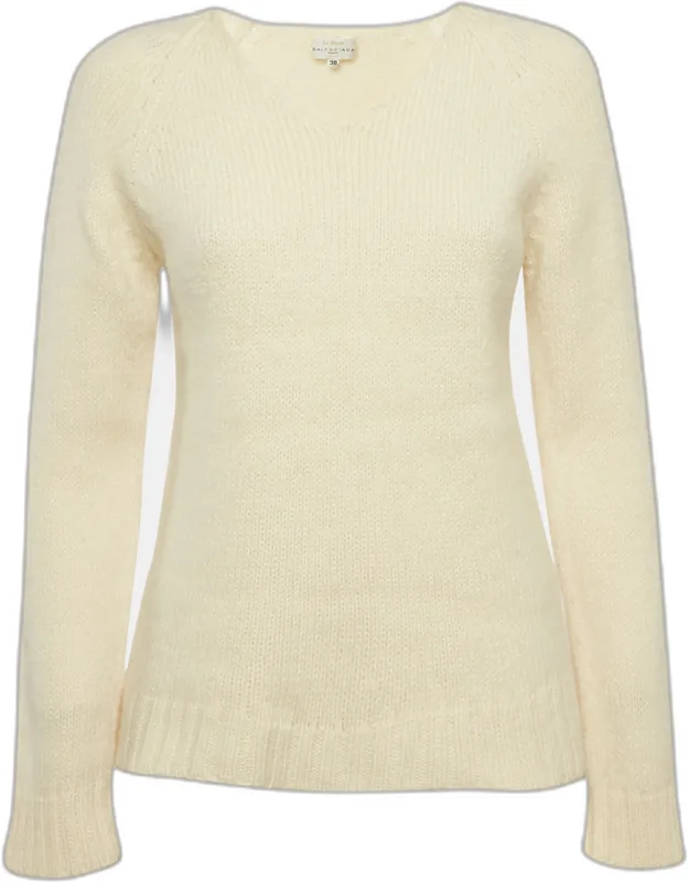 Off-white Rib Knit V-neck Sweater