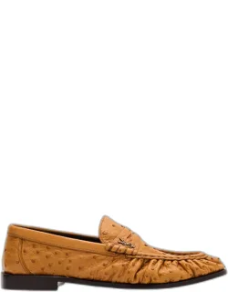 Ostrich Leather Penny Loafers