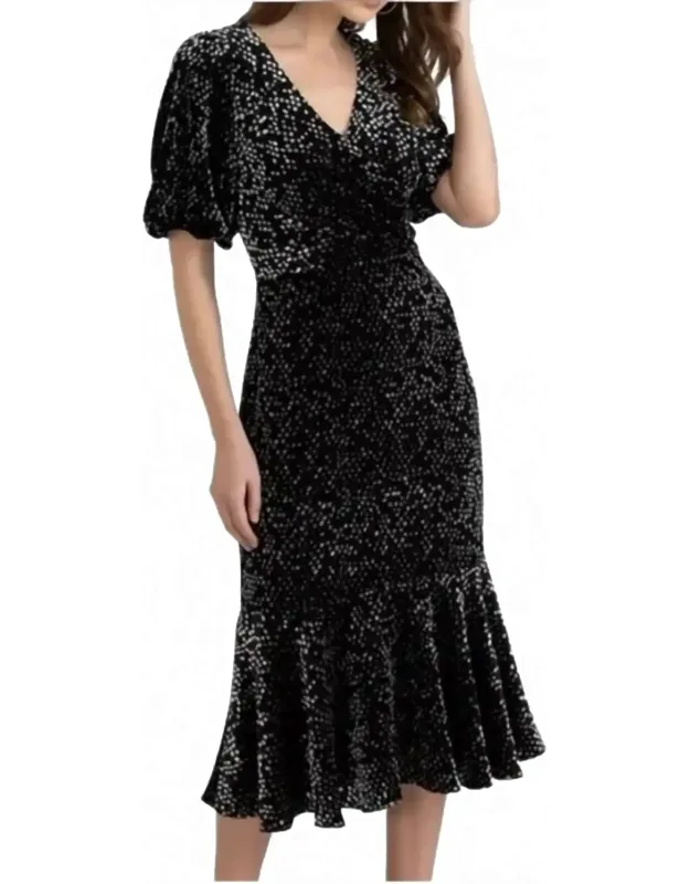 Silk Blend Velvet Dot Dress