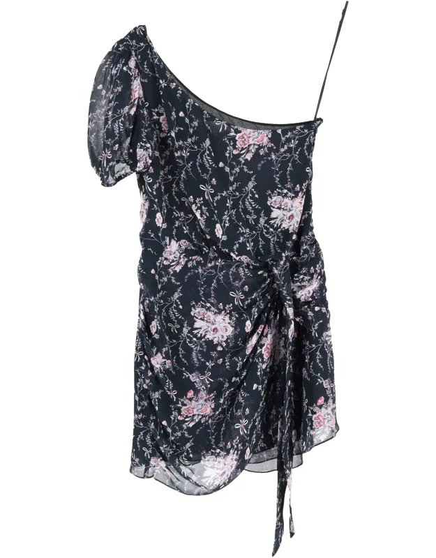 Floral Print Silk Mini Dress