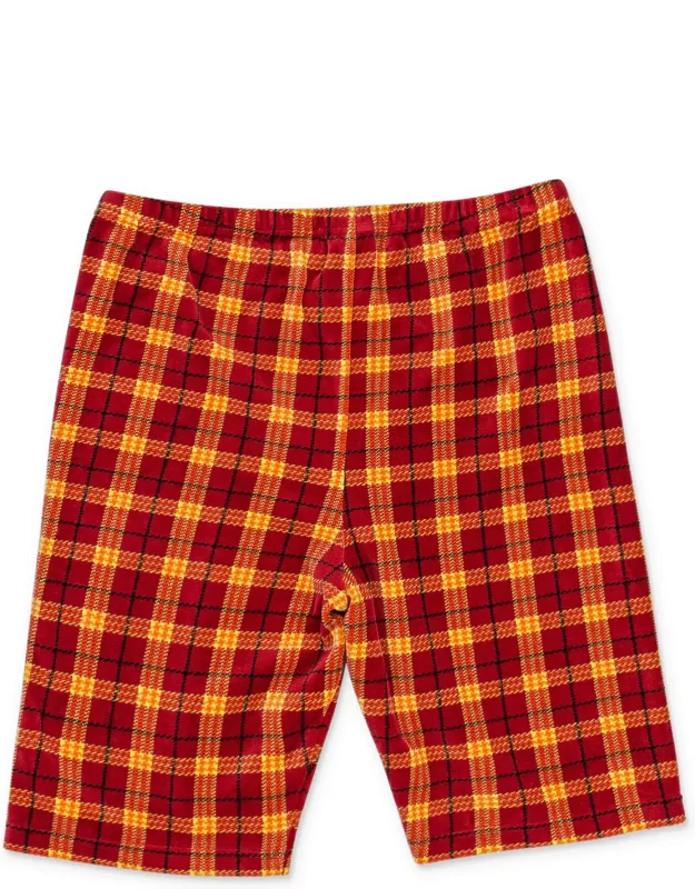 Velour Plaid Biker Shorts