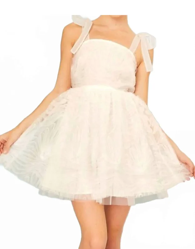Shirring Mini Dress With Solid Organza