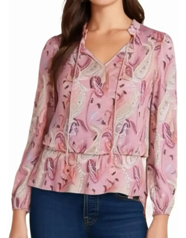 Ruffle Split Neck Blouse