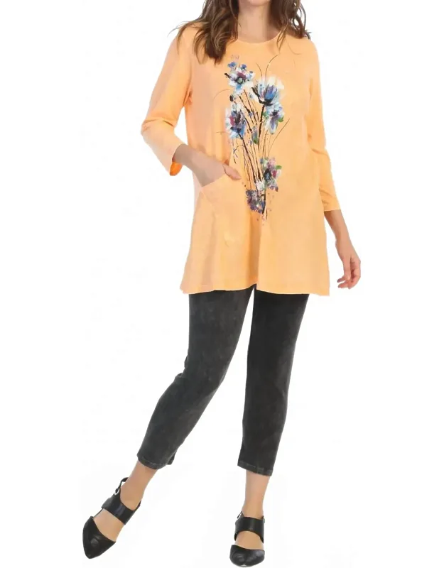 Felicity Mineral Washed Cotton Top With Linen Contrast