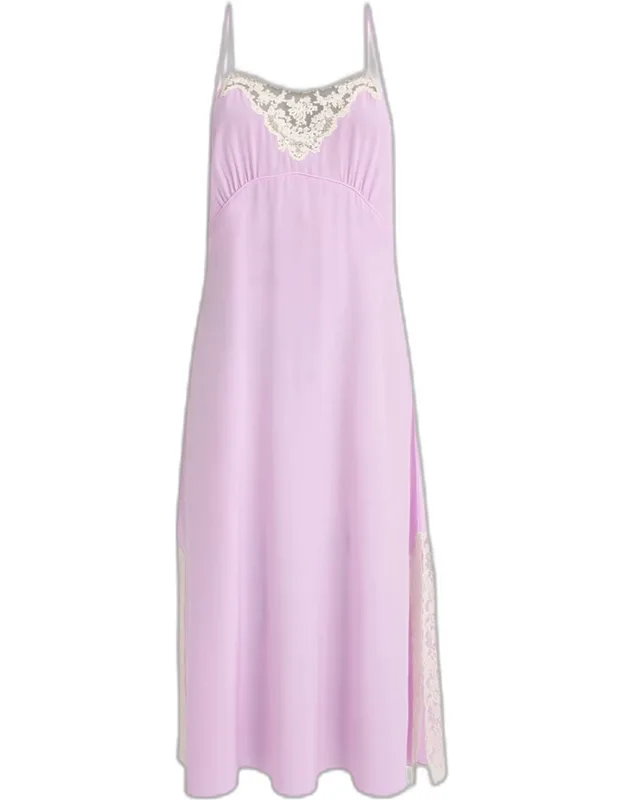 Lace-trim Silk Midi Slip Dress