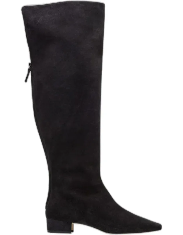 Gore Suede Block Heel Knee Boots