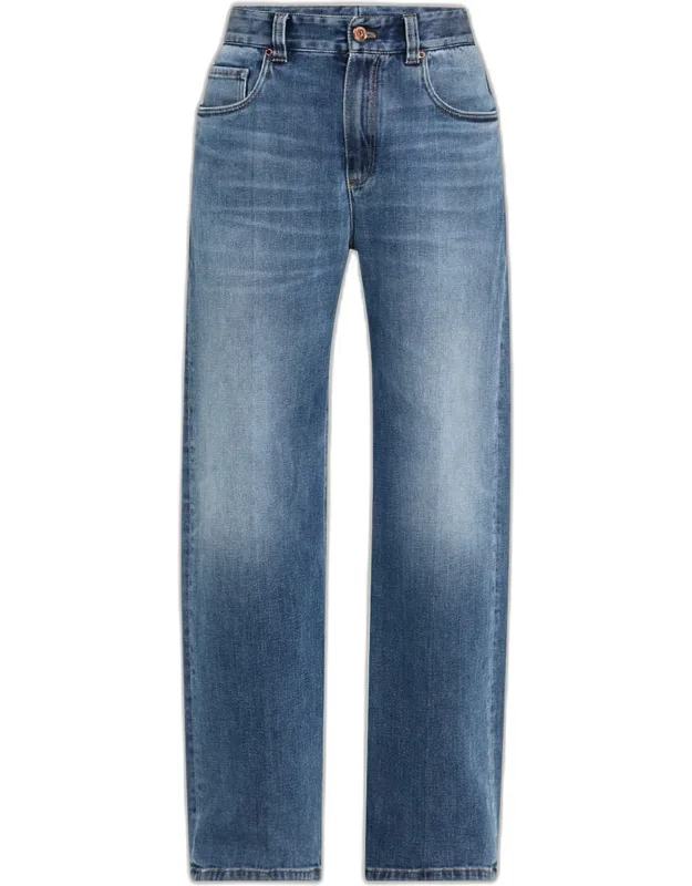Soft Denim Loose Stove Pipe Jeans