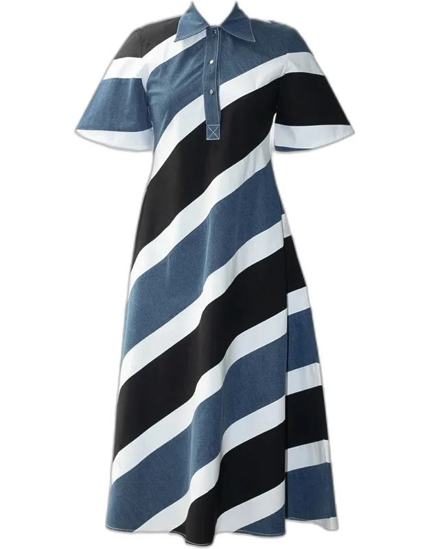 Striped Cotton Midi Shirtdress