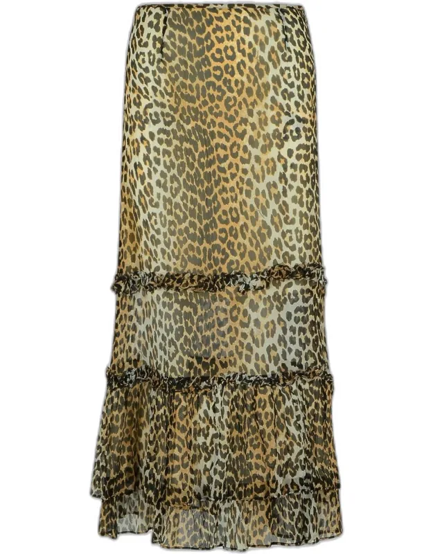 Long Skirt In Viscose 'chiffon' With Leopard Print