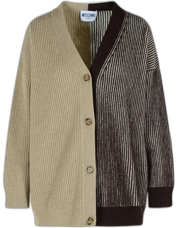 Two-tone Cashmere Blend Cardigan
