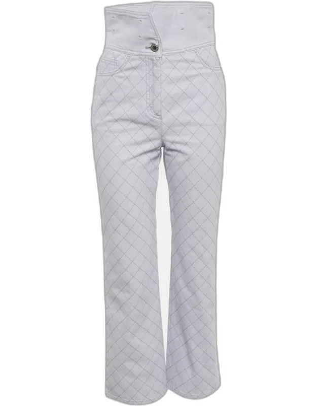 Light Purple Diamond Embroidered Jeans