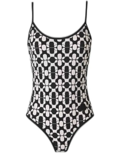 Printed Elastic Swimsuit