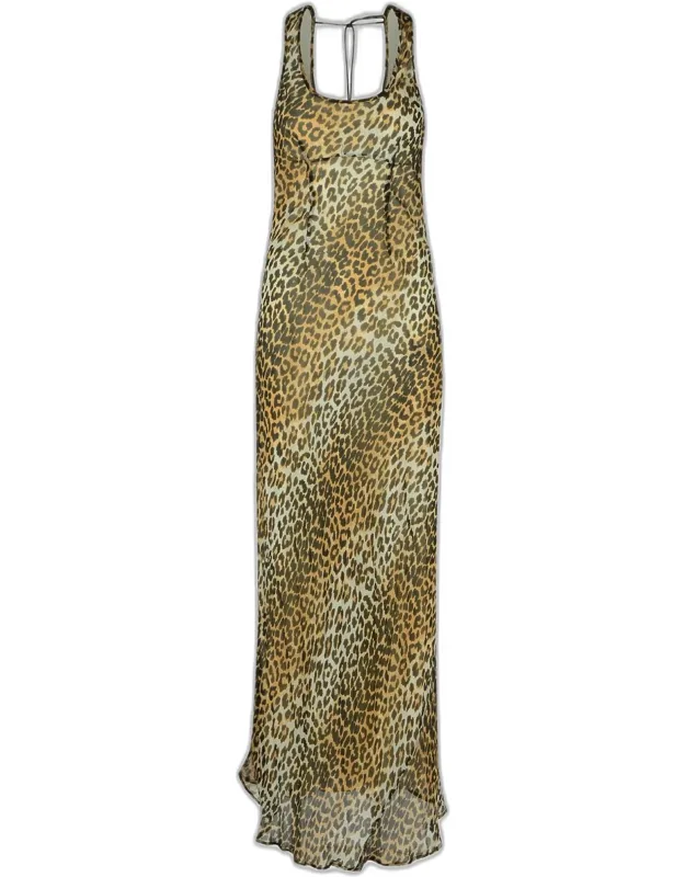 Leopard Print Viscose Long Dress